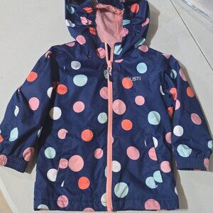 GUSTI Brand Toddler Girls Polka Dot Lined Pink/Blue 3T Spring Raincoat Jacket